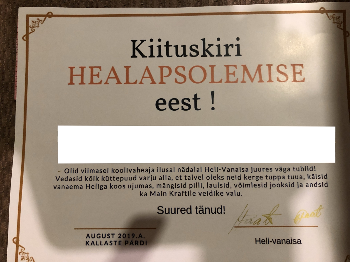 Kellele on tehtud see kiituskiri?