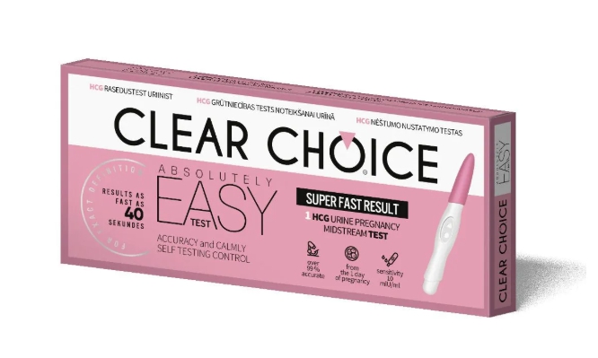 Südameapteegist leitav Clear Choice Easy rasedustest maksab täishinnaga just nii palju (+/- 1€)